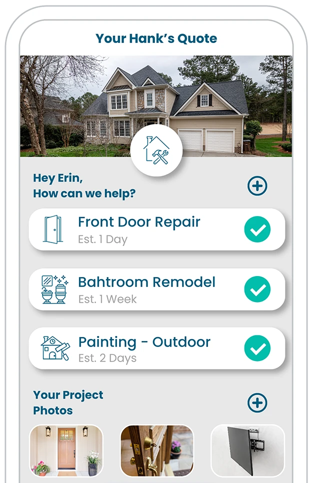 App Concept Final Mobile project quote interface for Hank's customers