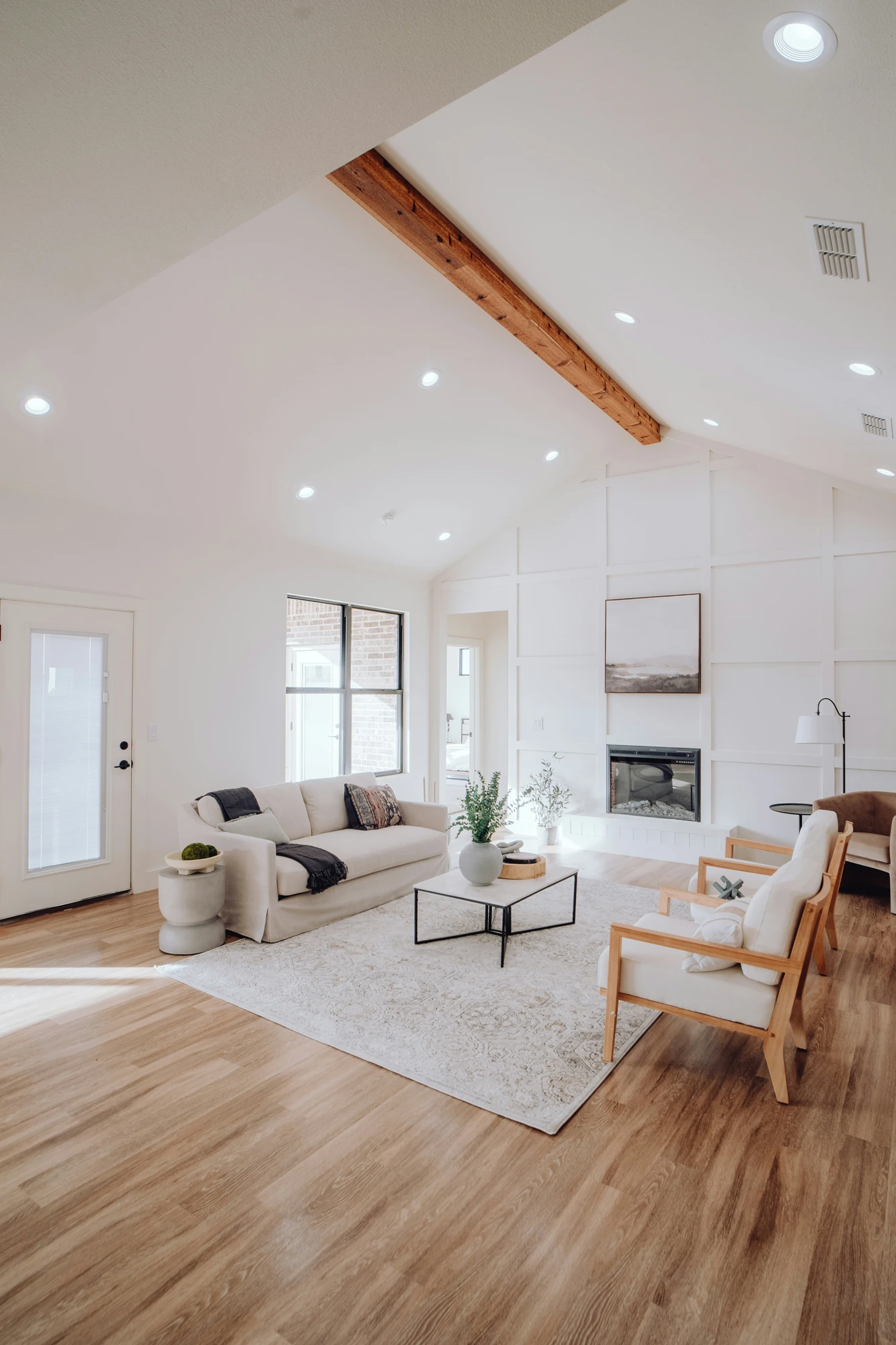 Bright open living room with fresh neutral paint