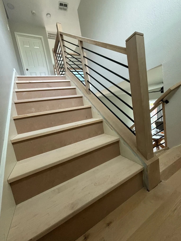 unnamed (31) Modern staircase with wood treads and horizontal metal railing
